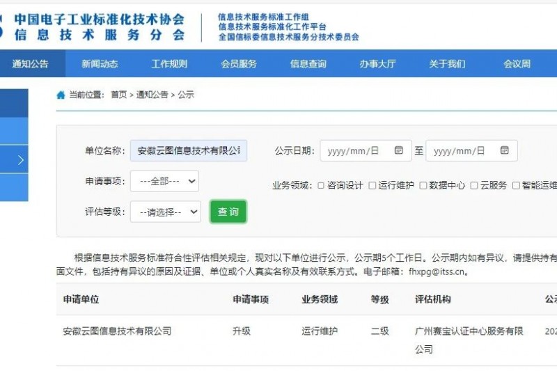 云圖頭條 | 安徽云圖順利升級運維服務(wù)能力成熟度（ITSS）二級符合性認(rèn)證
